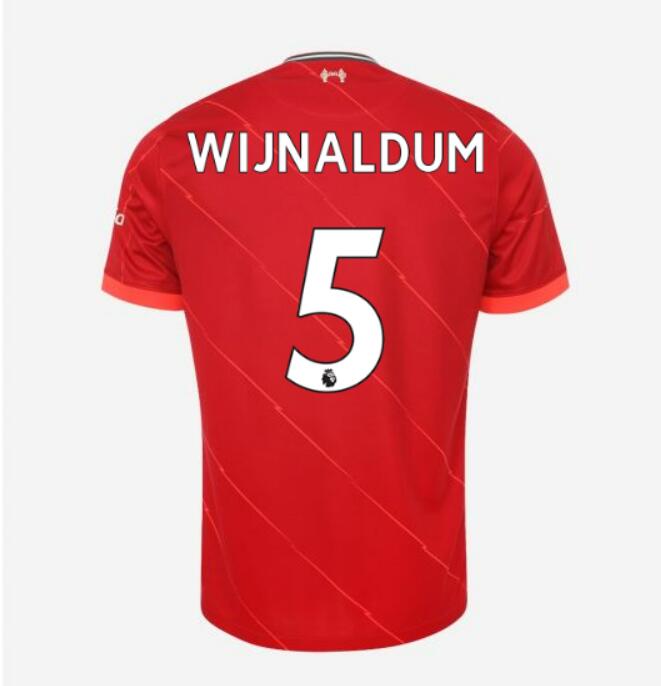 2021/22 Liverpool Home Kit Soccer Jersey with WIJNALDUM 5 printing